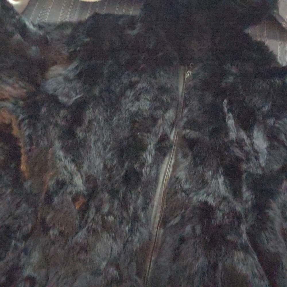 Rabbit fur coat with hood